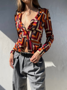 1990's Sisley Abstract Blouse