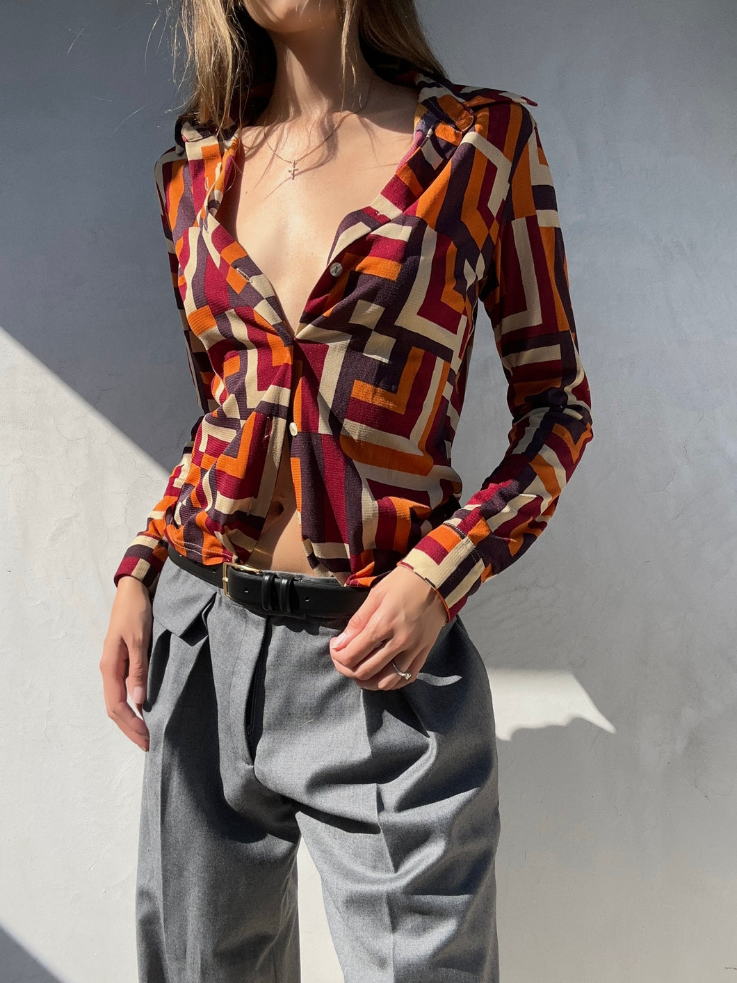 1990's Sisley Abstract Blouse