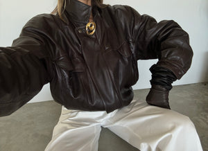 1980s Claude Montana Brown Leather Jacket