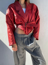 Load image into Gallery viewer, 1980s Red Leather Cropped Jacket
