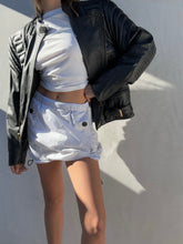 Load image into Gallery viewer, Vintage Black Leather Moto Jacket

