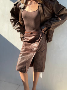 1990s Hermes Paris Leather Skirt