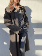 Load image into Gallery viewer, Vintage Leather Collar Trench Coat
