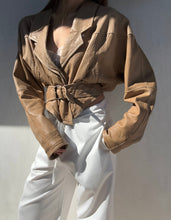 Load image into Gallery viewer, 1980s Tan Leather Cropped Jacket
