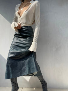 F/W 2001 Gianni Versace Grey Leather Skirt