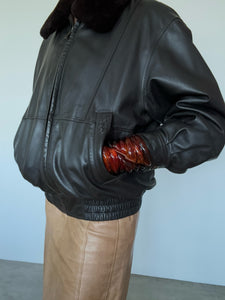 Yves Saint Laurent Brown Leather Jacket