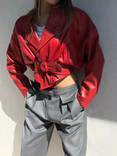 Load image into Gallery viewer, 1980s Red Leather Cropped Jacket
