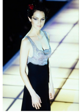 Load image into Gallery viewer, S/S 1997 Gianni Versace Couture Runway Grey Lace Embroidered Dress
