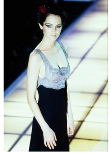 S/S 1997 Gianni Versace Couture Runway Grey Lace Embroidered Dress