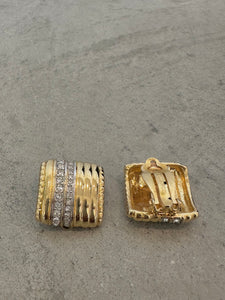 Vintage Nina Ricci Large Square Rhinestone Earrings