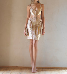 Vintage Herve Leger Runway Goddess Cutout Dress